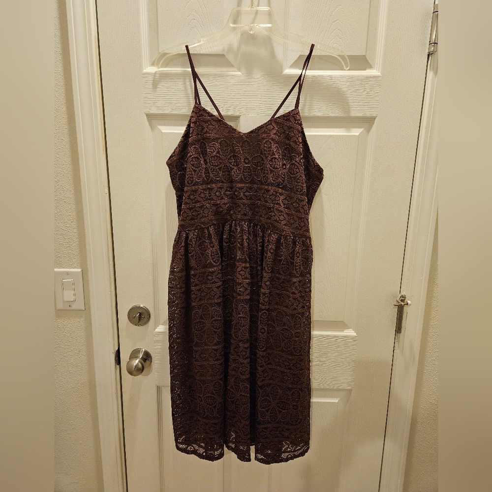 Xhilaration Smoke Plum Lace Midi Dress